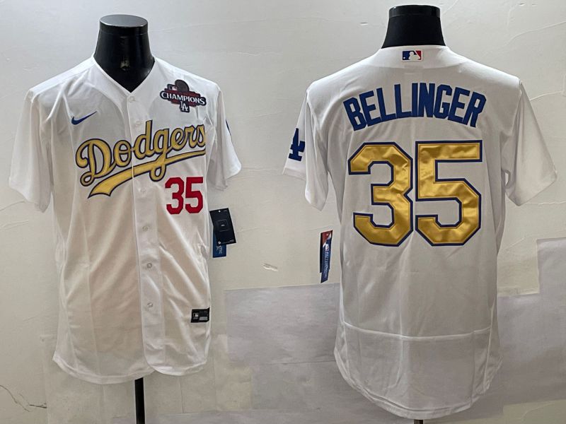 Men Los Angeles Dodgers #35 Bellinger White Elite 2025 Nike MLB Jersey style 6->youth mlb jersey->Youth Jersey